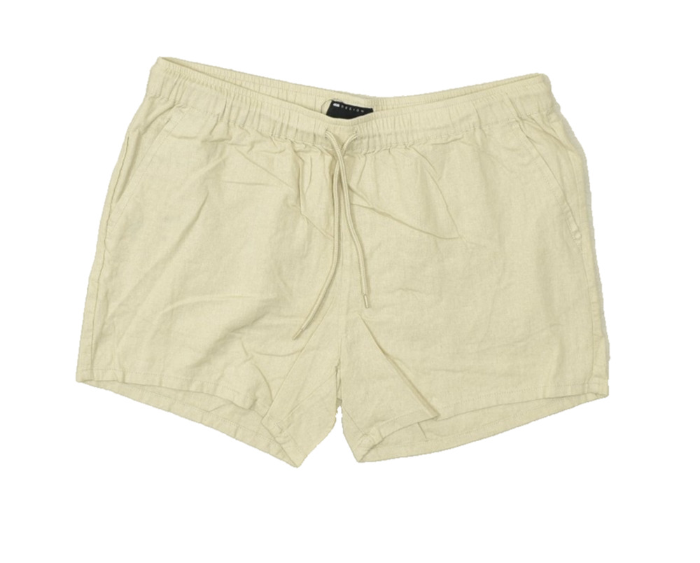 ASOS DESIGN Mens Tan Linen Blend Drawstring Shorts Size 2XL Casual Beach